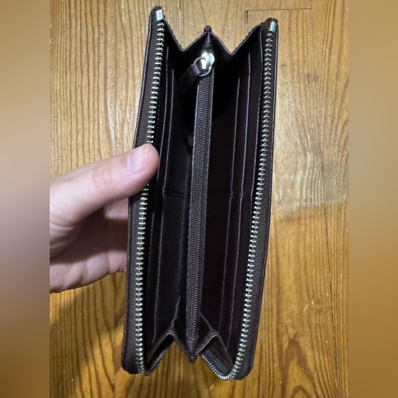 Coach Dark Brown Leather Zip Wallet - Picture 6 of 8